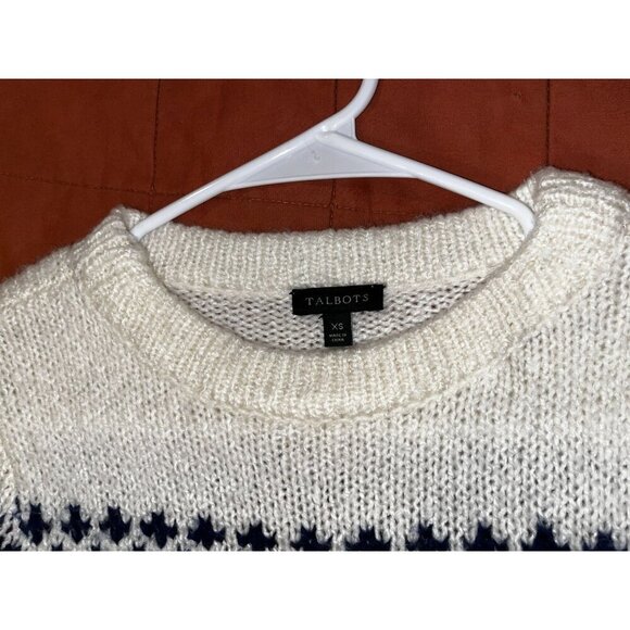 Talbots Cream Fair Isle Knit Grandma Sweater Women's Size XS - Picture 5 of 9